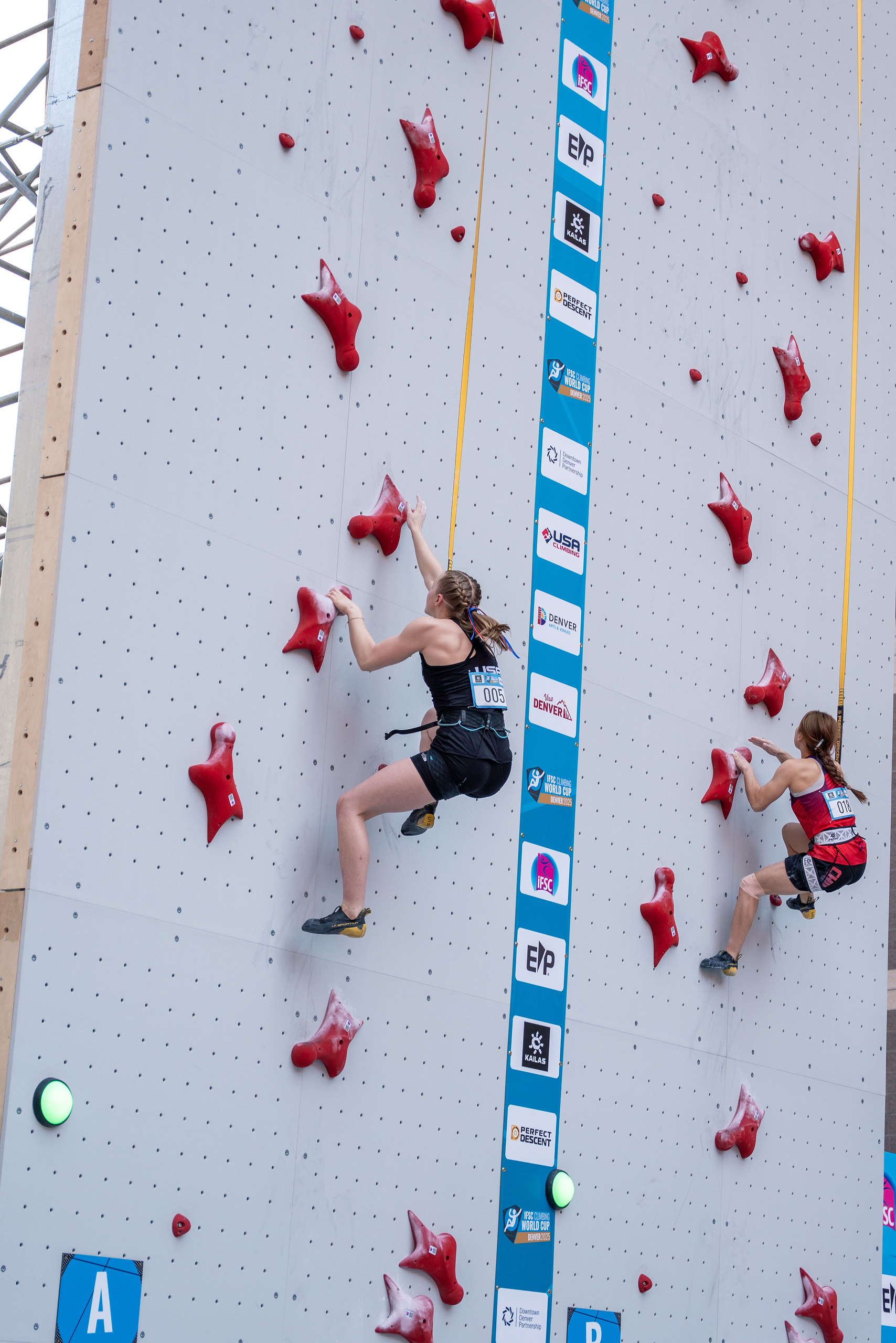 Madi Walsh climbing full view