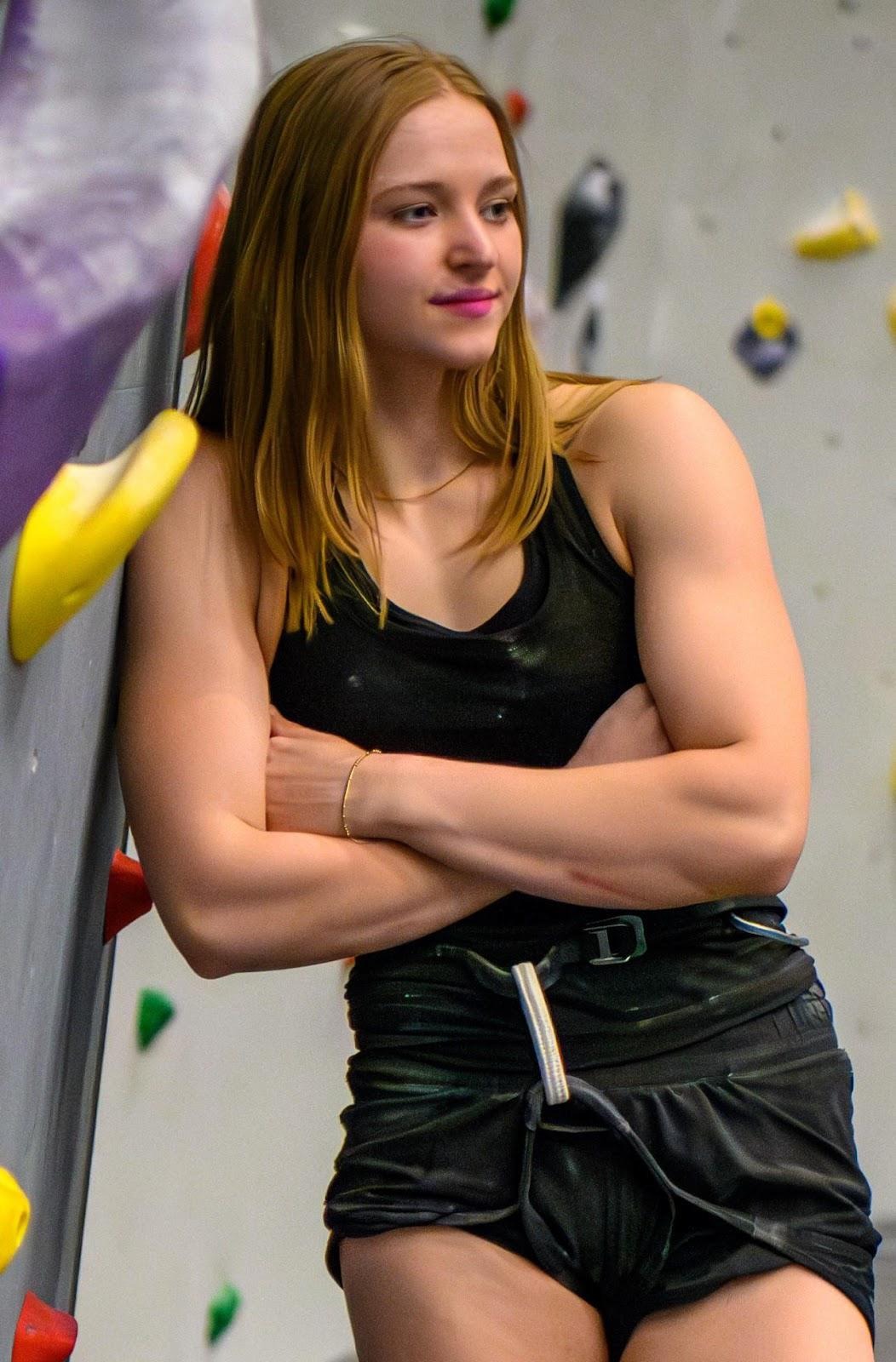 Madi Walsh posing at climbing gym